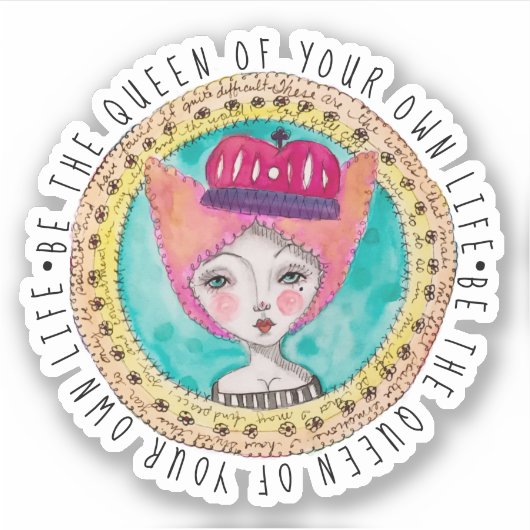 クイーンお洒落カラフルオリジナルアートおもしろい引用文 シール (正面)