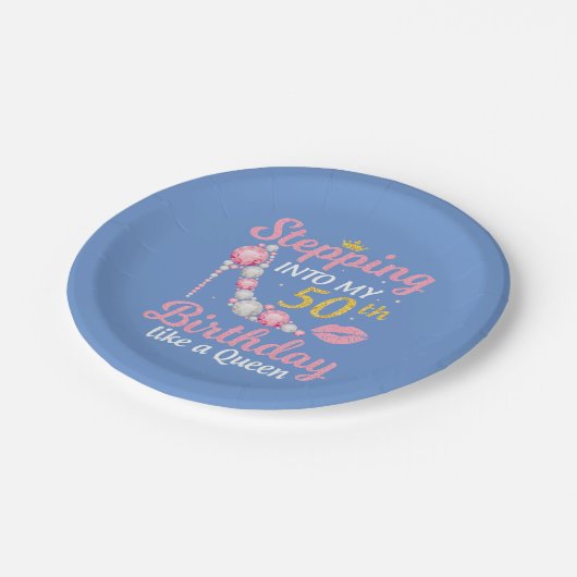 クイーンのように50誕生日に踏み込む ペーパープレート (アングル)