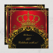 クイーンまたは王リーガルレッド金ゴールド王室の誕生日パーティー 招待状 (正面/裏面)