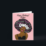 クイーンアフリカンアメリカンマザー誕生日 カード<br><div class="desc">このカラフルカードはアフリカ系アメリカ人の女性で、言葉に満ちた緑豊かなアフロを感動的特徴とする。 この誕生日の日のカードはあなたのおもしろいのために、愛し、若いハートの母親のために。</div>