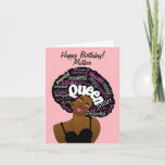 クイーンアフリカンアメリカンマザー誕生日 カード<br><div class="desc">このカラフルカードはアフリカ系アメリカ人の女性で、言葉に満ちた緑豊かなアフロを感動的特徴とする。 この誕生日の日のカードはあなたのおもしろいのために、愛し、若いハートの母親のために。</div>