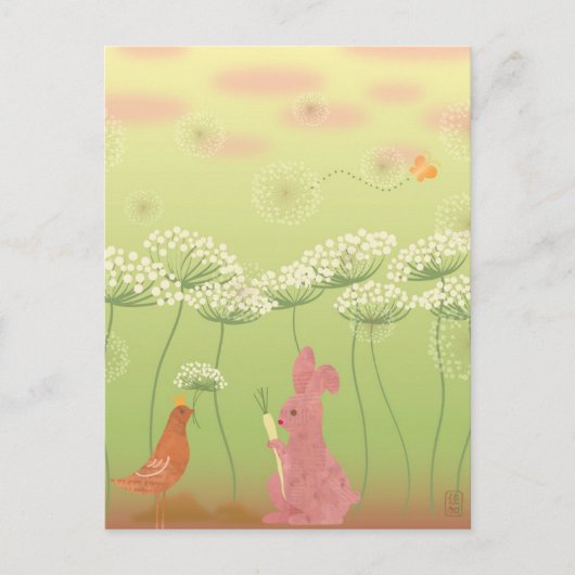 クイーンアンズレースイラストレーション葉書からのギフト ポストカード (正面)