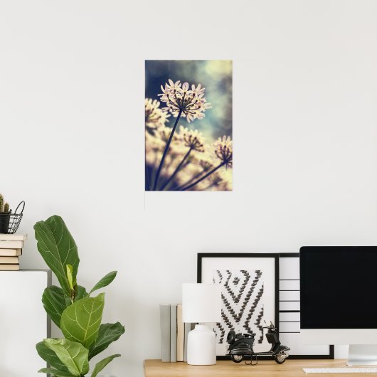 クイーンアンズレースフラワーズアートプリント ポスター (ホームオフィス)