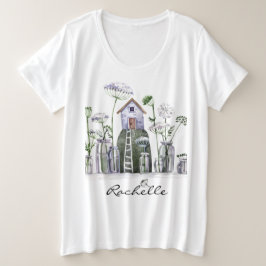 クイーンアンズレースフラワーズフェアユタレコテージ プラスサイズTシャツ