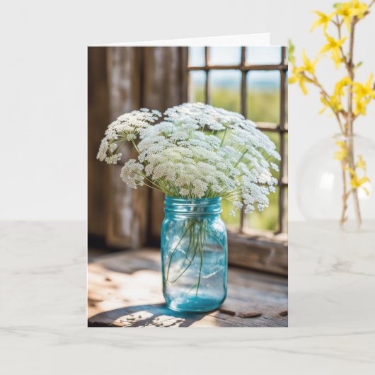 クイーンアンズレースブーケ悔やみや弔慰 カード (黄色い花)