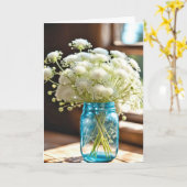 クイーンアンズレースブーケ誕生日 カード (黄色い花)