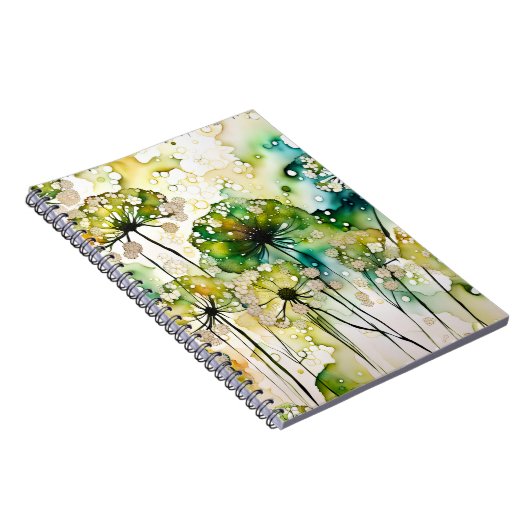 クイーンアンズレース&バブルズ抽象芸術 ノートブック (右側)