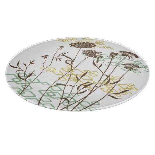 クイーンアンズレース/ホワイトラウンドガラス切断ボード カッティングボード (角)