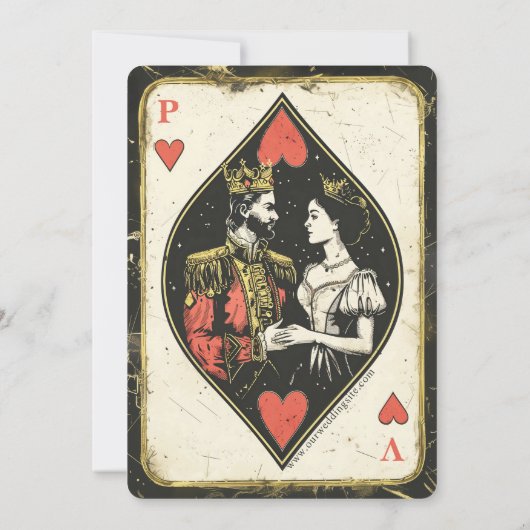 クイーンアンドキングトランプのポーカーカード結婚式招待状 招待状 (裏面)