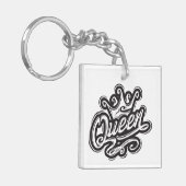 クイーンウィズクラウンタイポグラフィデザイン キーホルダー (正面左)