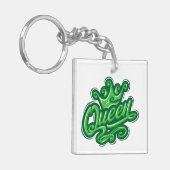 クイーンウィズクラウンタイポグラフィデザイン キーホルダー (正面左)