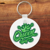 クイーンウィズクラウンタイポグラフィデザイン キーホルダー (正面)