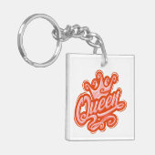 クイーンウィズクラウンタイポグラフィデザイン キーホルダー (正面左)