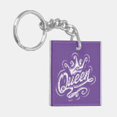 クイーンウィズクラウンタイポグラフィデザイン キーホルダー (正面左)