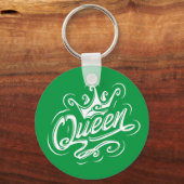 クイーンウィズクラウンタイポグラフィデザイン キーホルダー (正面)