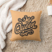 クイーンウィズクラウンタイポグラフィデザイン クッション (ブランケット)
