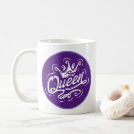 クイーンウィズクラウンタイポグラフィデザイン コーヒーマグカップ
