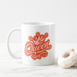 クイーンウィズクラウンタイポグラフィデザイン コーヒーマグカップ