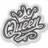 クイーンウィズクラウンタイポグラフィデザイン シール (正面)