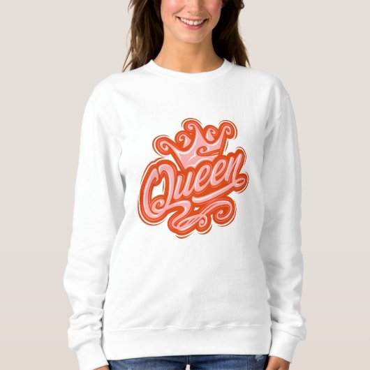 クイーンウィズクラウンタイポグラフィデザイン スウェットシャツ (正面)