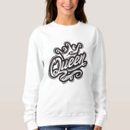 クイーンウィズクラウンタイポグラフィデザイン スウェットシャツ