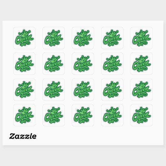 クイーンウィズクラウンタイポグラフィデザイン スクエアシール (シート)