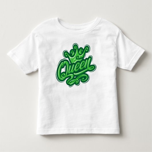 クイーンウィズクラウンタイポグラフィデザイン トドラーTシャツ (正面)