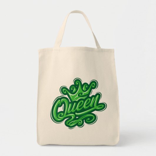 クイーンウィズクラウンタイポグラフィデザイン トートバッグ (正面)