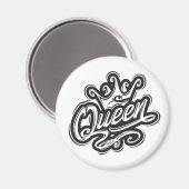 クイーンウィズクラウンタイポグラフィデザイン マグネット (正面/裏面)