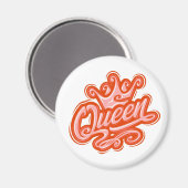 クイーンウィズクラウンタイポグラフィデザイン マグネット (正面/裏面)