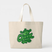 クイーンウィズクラウンタイポグラフィデザイン ラージトートバッグ (裏面)