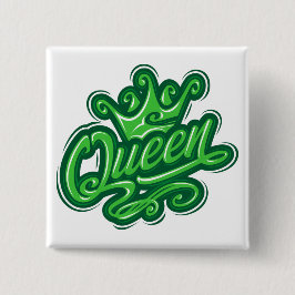 クイーンウィズクラウンタイポグラフィデザイン 缶バッジ