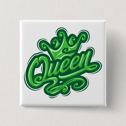 クイーンウィズクラウンタイポグラフィデザイン 缶バッジ (正面)
