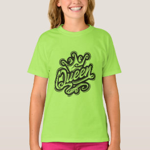 クイーンウィズクラウンタイポグラフィデザイン Tシャツ