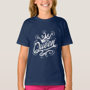 クイーンウィズクラウンタイポグラフィデザイン Tシャツ
