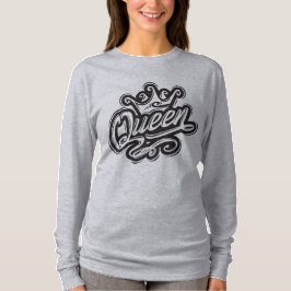 クイーンウィズクラウンタイポグラフィデザイン Tシャツ