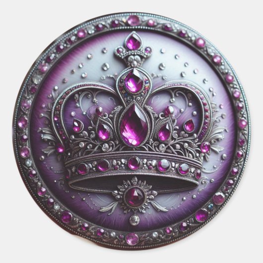 クイーンエスサークラウン – パープルロイヤリティ ラウンドシール (正面)