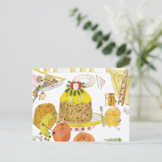 クイーンエリザベスおもしろい1ケーキ歴史漫画アート ポストカード (スタンド正面)