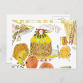 クイーンエリザベスおもしろい1ケーキ歴史漫画アート ポストカード (正面/裏面)