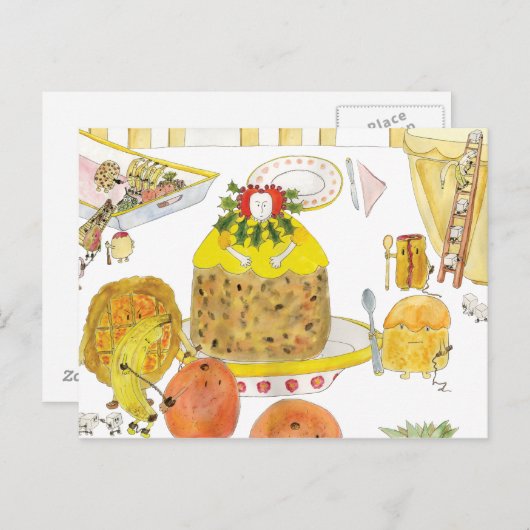 クイーンエリザベスおもしろい1ケーキ歴史漫画アート ポストカード (正面/裏面)