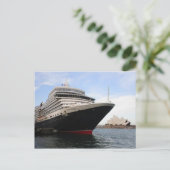 クイーンエリザベスが円形キーポストカードにドッキング ポストカード (スタンド正面)