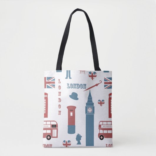クイーンエリザベスアンドロンドンアイコンデザイン トートバッグ (正面)
