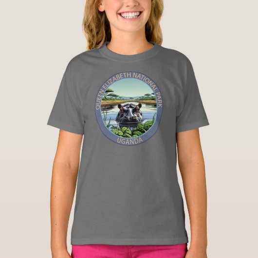 クイーンエリザベス国立公園 ウガンダ Tシャツ (正面)