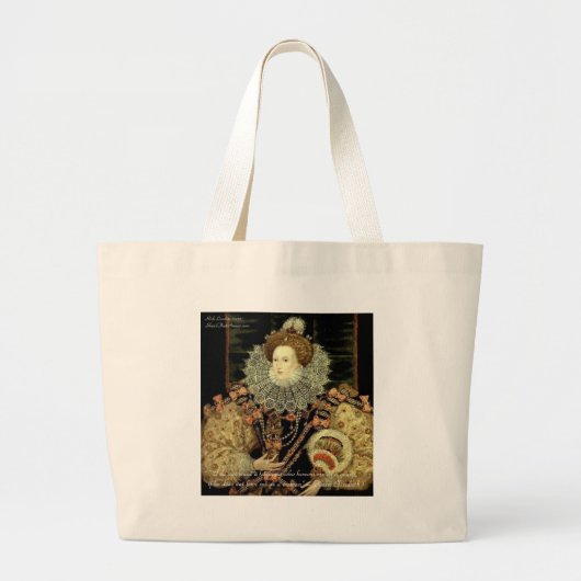 クイーンエリザベス1愛/オナーラブ引用文ギフト ラージトートバッグ (正面)