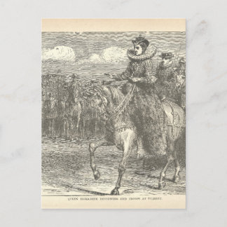 クイーンエリザベスIアットティルベリーアンティーク版木、銅版、版画 ポストカード