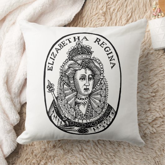 クイーンエリザベスIウッドカットポートレート クッション (ブランケット)