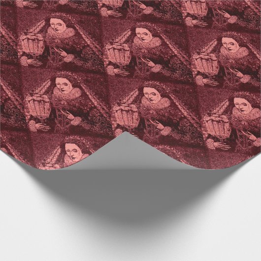 クイーンエリザベスIピンクプリント ラッピングペーパー (角)