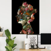 クイーンエリザベスIIシルエット花大 ポスター (ホームオフィス)