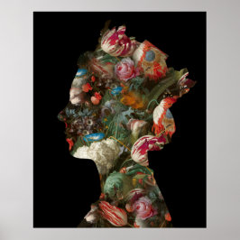 クイーンエリザベスIIシルエット花大 ポスター