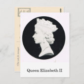 クイーンエリザベスII、レリーフ、 浮き彫りポートレート ポストカード (正面/裏面)